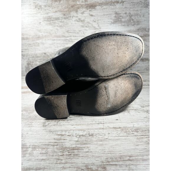 Womens' FRYE Melissa Black Leather Button Inside Zip Tall Riding Boots Sz 9B - Picture 9 of 13